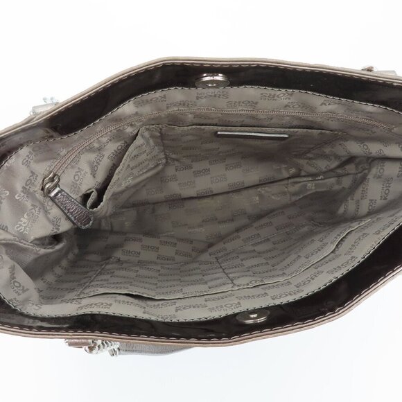 Michael Kors MK Jet Set Tote Bag Silver Gray Metal Chain Strap Handbag Purse - Picture 6 of 15